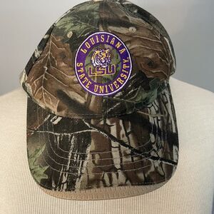LSU Trucker Hat Tigers Mossy Oak Camo Ball Cap College Football Adjustable